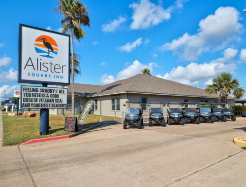 Alister Exterior with Beach Cruiser Golf Cart